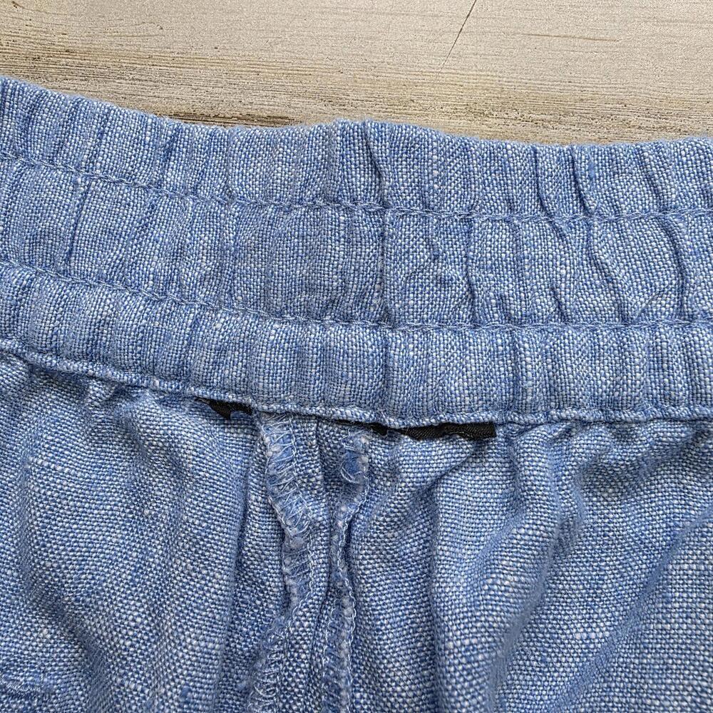 Talbots Pants Womens XL Blue 100% Linen Drawstring Elastic Waist Cargo Pocket - Picture 3 of 8